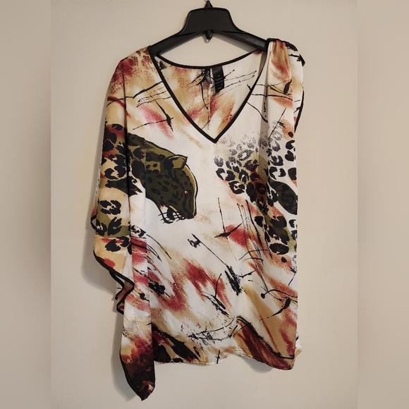 Bisou Bisou One Shoulder Animal Print Blouse - Picture 2 of 9